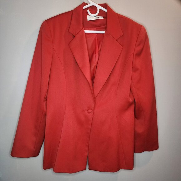 Saks Fifth Avenue Jackets & Blazers - Vintage Red Blazer Wool, Acetate lining Women's Sz 12 The Works Saks Fifth Ave